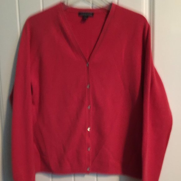 Lands End Pink V-Neck Cardigan Kaschmir Sweater - Picture 3 of 4